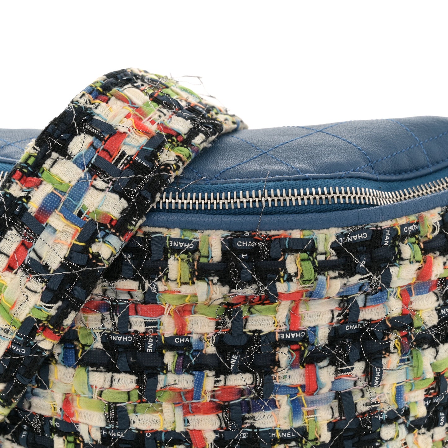 Lambskin Tweed Waist Bag Blue Multicolor