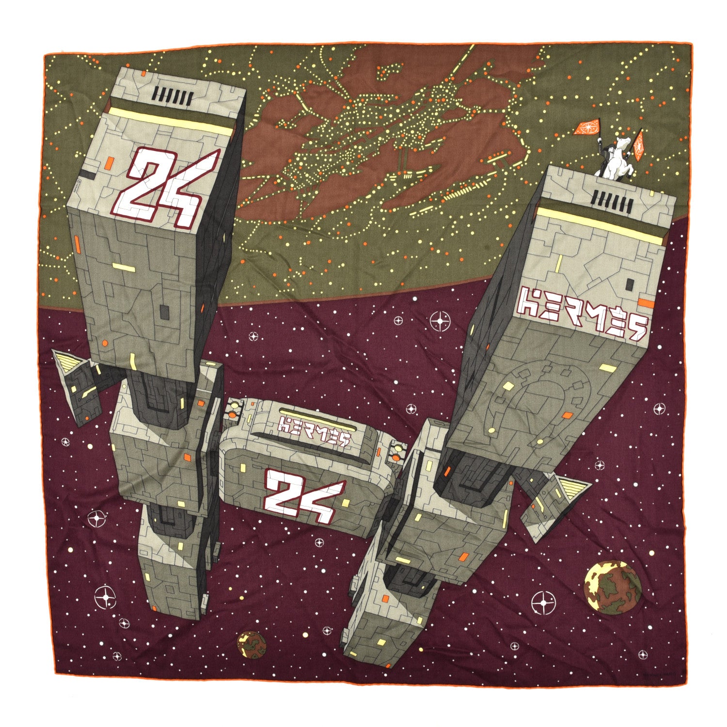 Hermes Silk Cashmere Odyssey Scarf 100 Bordeaux Kaki 1 of 4