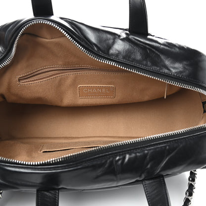 Chanel Aged Calfskin Quilted Small Express Bowling Bag Black 4 of 8