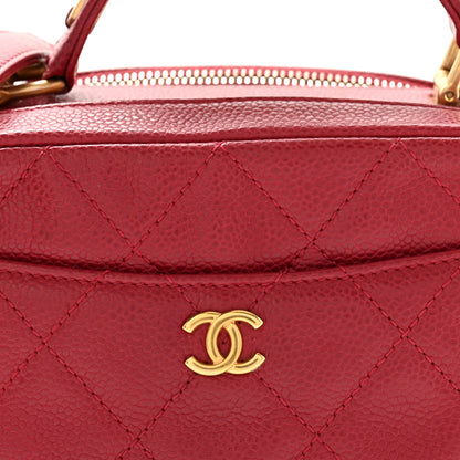 Chanel Caviar Quilted Mini Carry Around Bowling Bag Red 9 of 13
