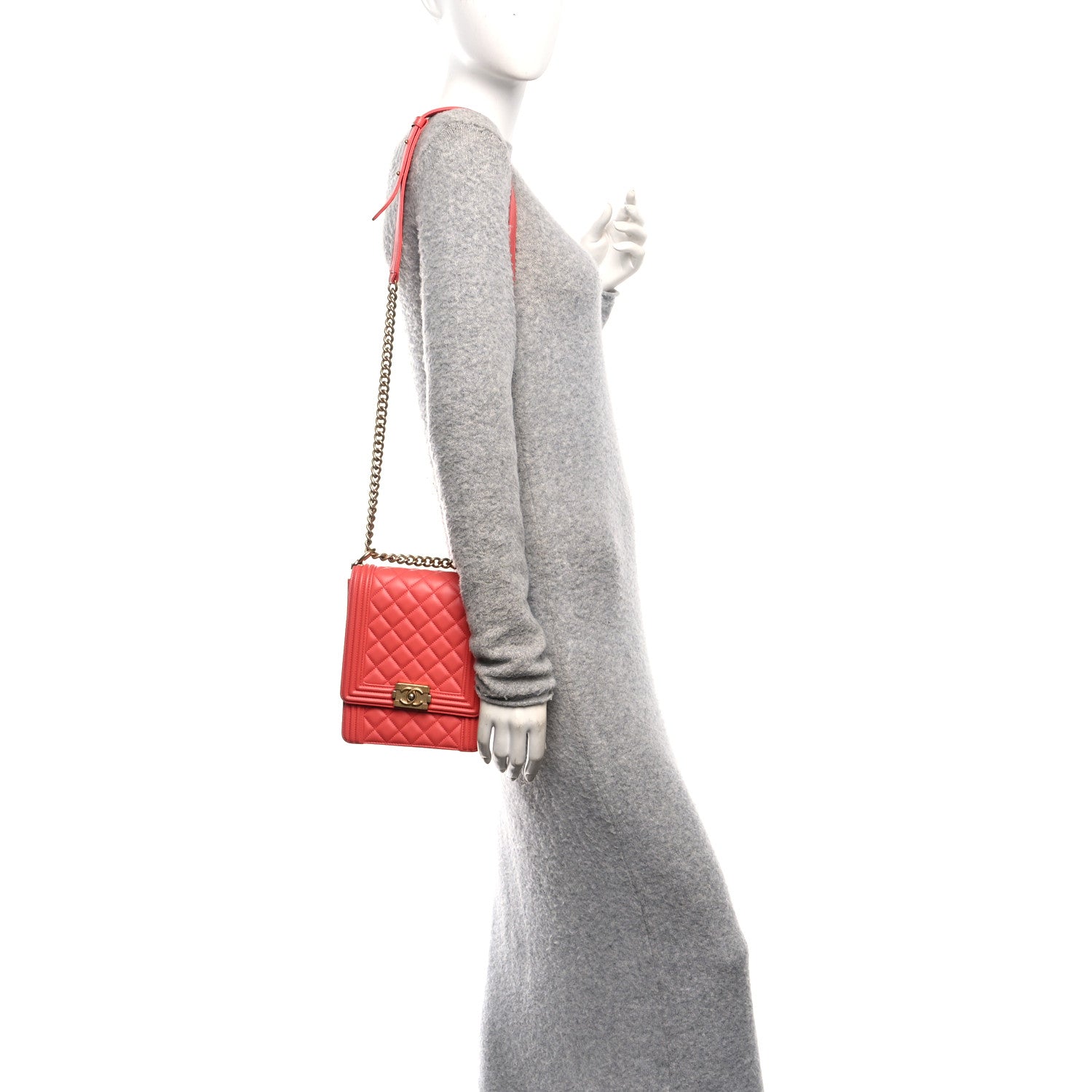 Chanel Calfskin Quilted North South Boy Flap Coral 2 of 10