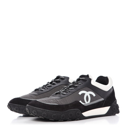 Chanel Nylon Calfskin Womens CC Sneakers 41 Black White 3 of 10