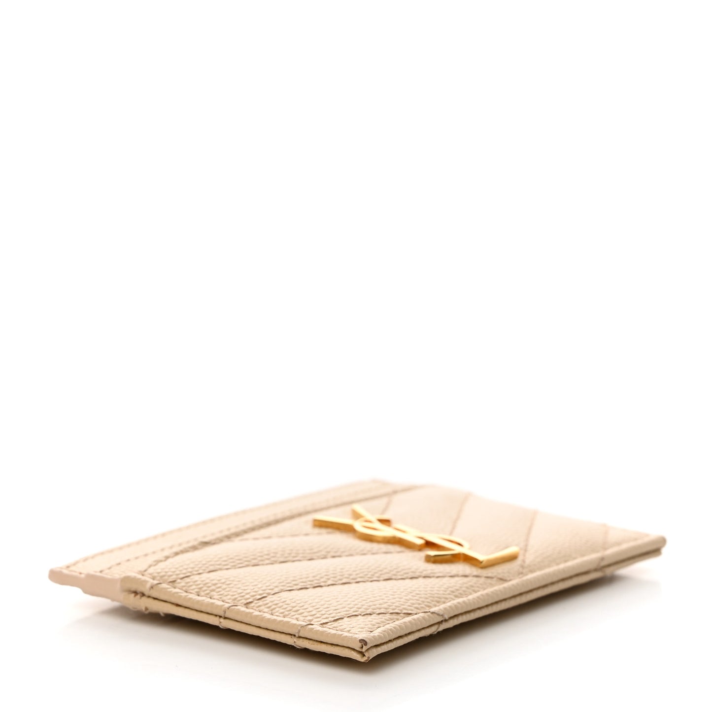 Grain De Poudre Matelasse Chevron Monogram Credit Card Case Nude Powder
