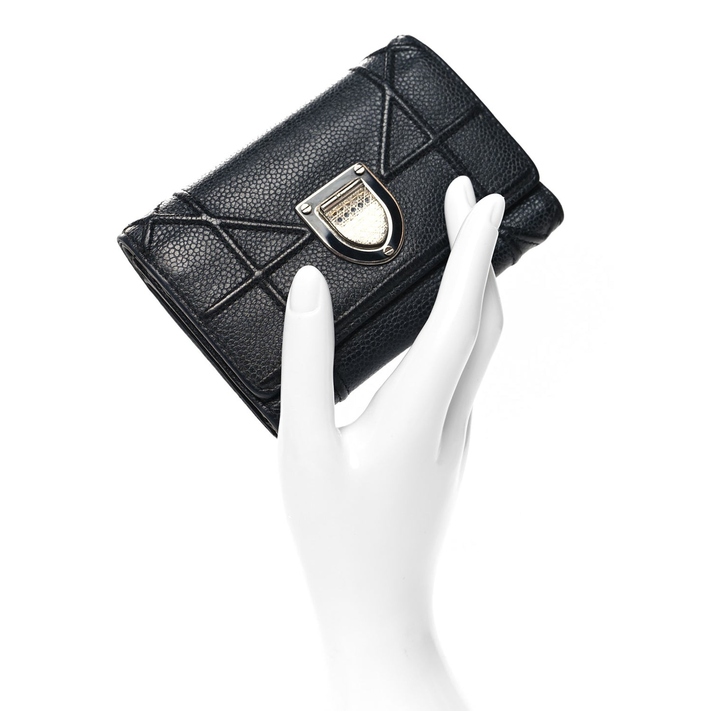 Grained Calfskin Cannage Diorama Elancee Wallet Black