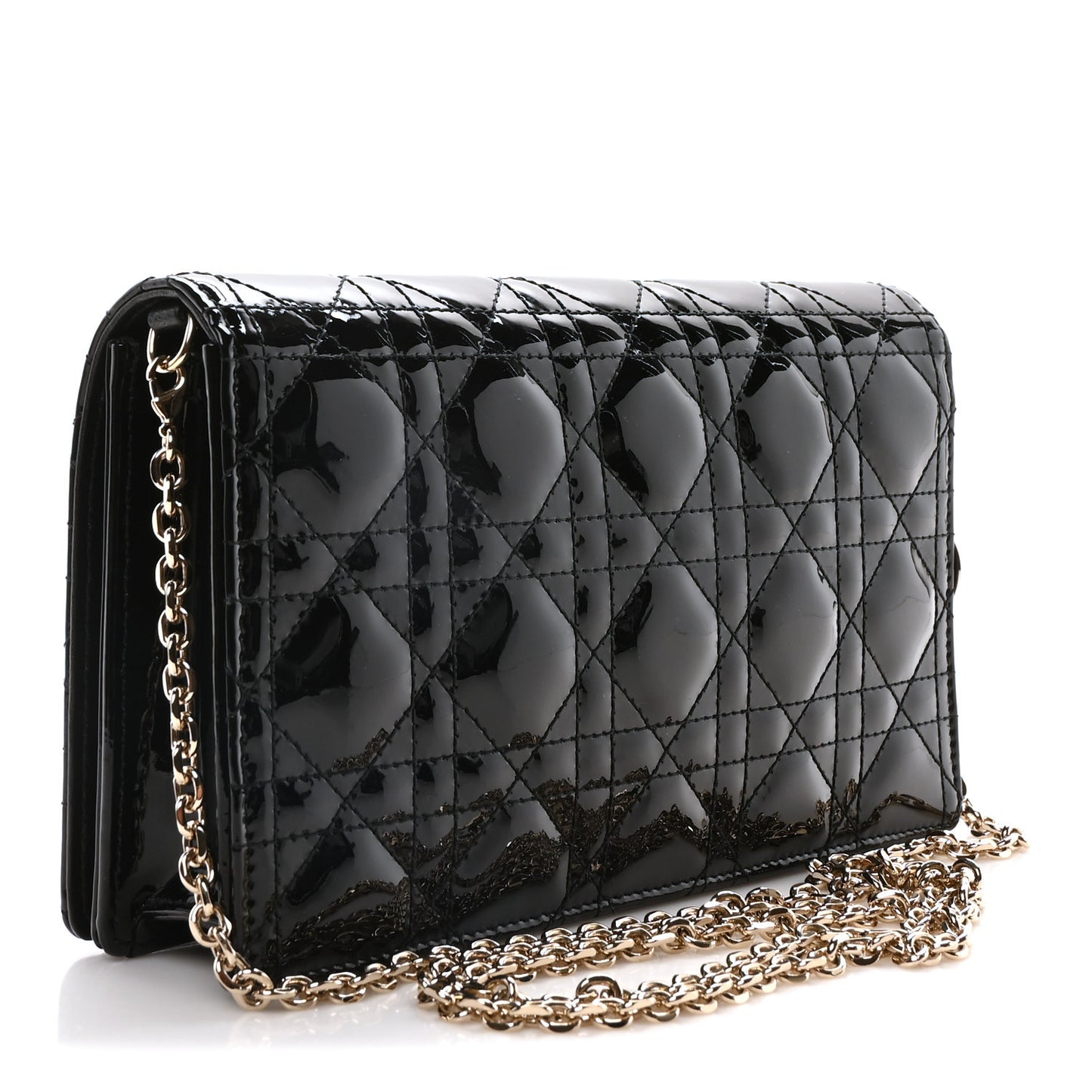 Patent Cannage Lady Dior Pouch Black