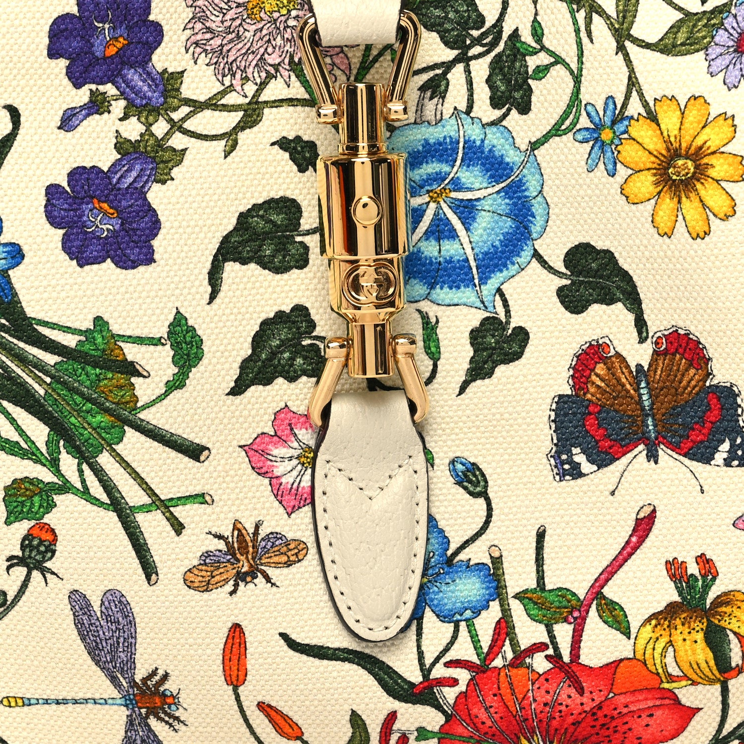 Gucci Canvas Flora Medium Jackie Hobo White 9 of 12