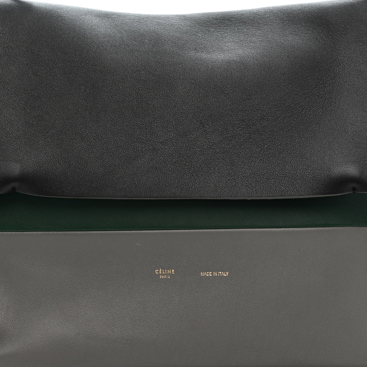 Celine Calfskin All Soft Shoulder Bag Black Grey Green 8 of 17