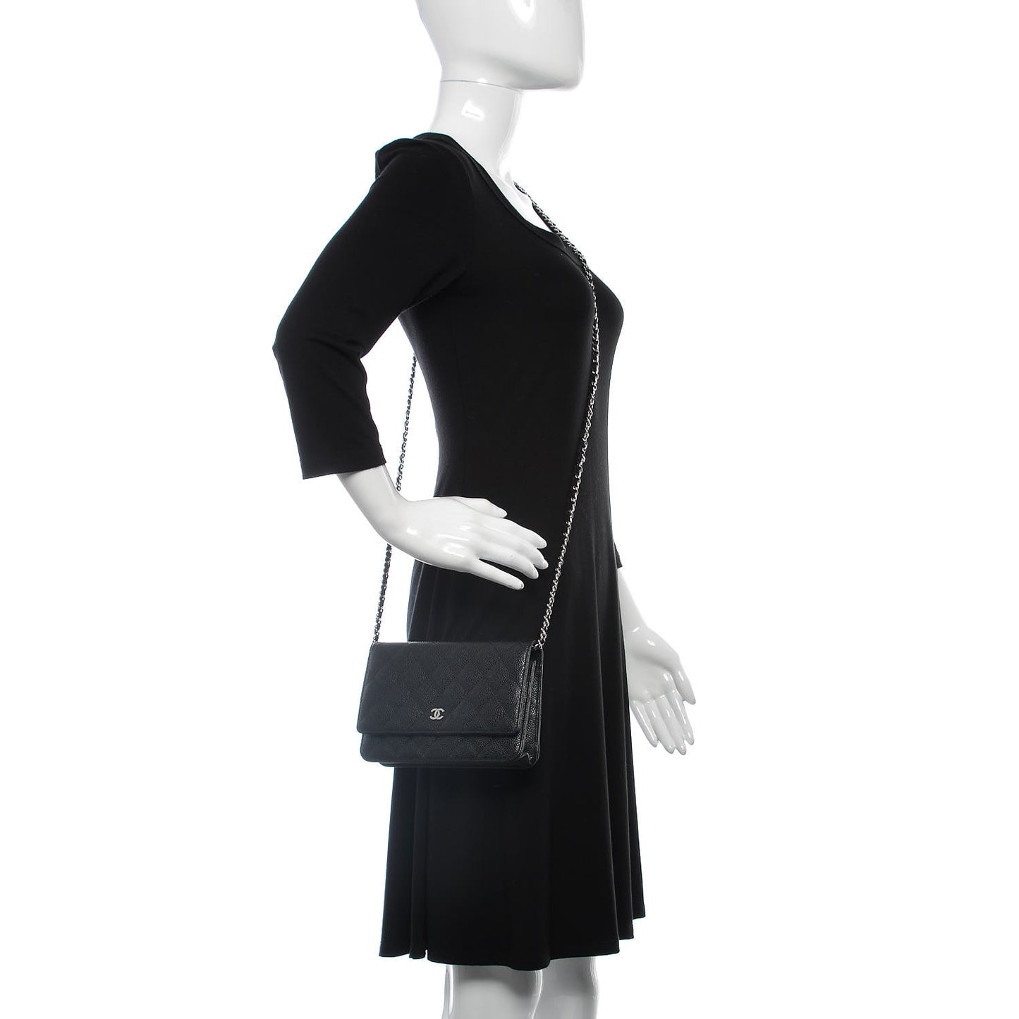 Caviar Quilted Wallet On Chain WOC Black