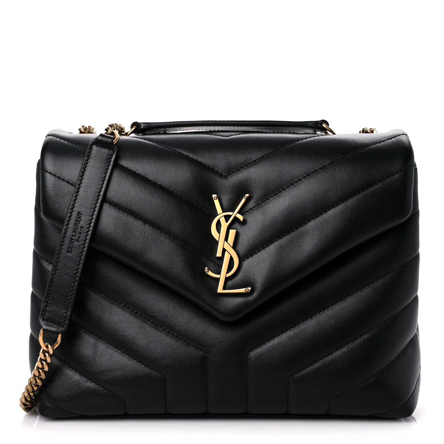 Saint Laurent Calfskin Y Quilted Monogram Small Loulou Chain Satchel Black 1 of 10