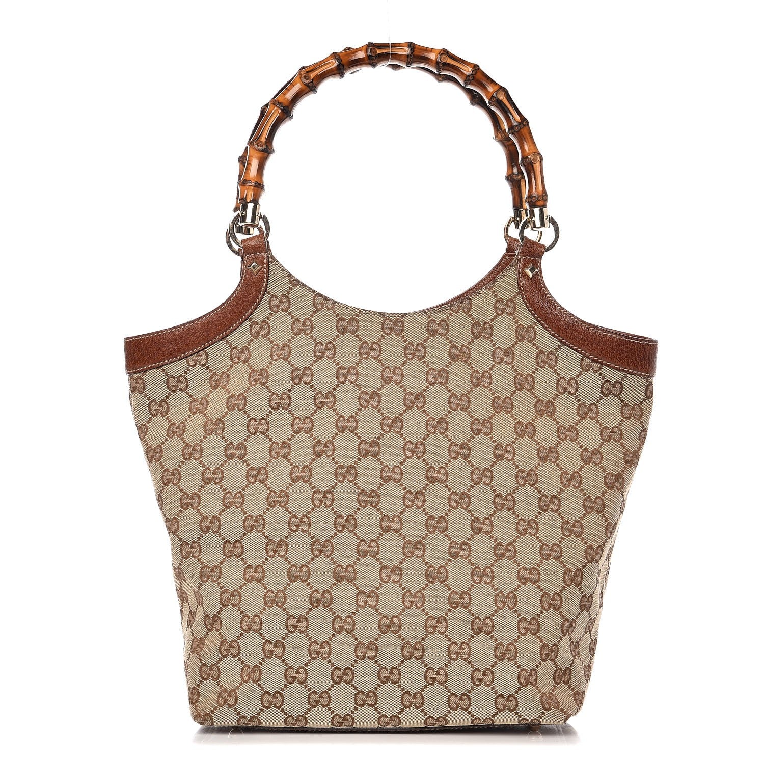Gucci Monogram Bamboo Handle Tote Tan 1 of 8
