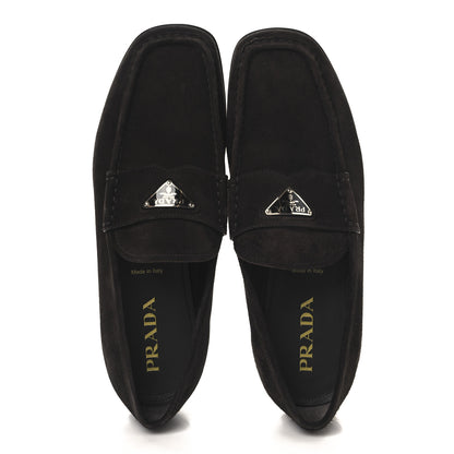 Prada Vitello Scamosciato Triangle Mens Loafers 9.5 Brown 2 of 10