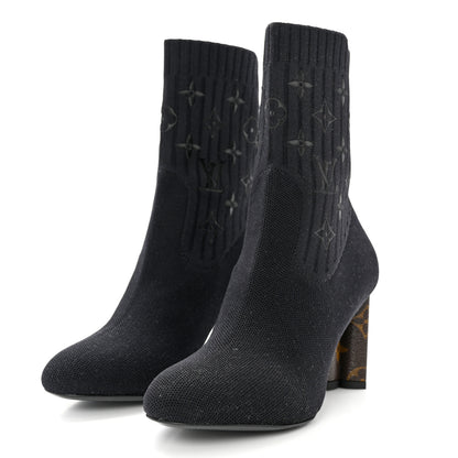 Louis Vuitton Monogram Stretch Fabric Silhouette Ankle Boots 35 Black 3 of 8