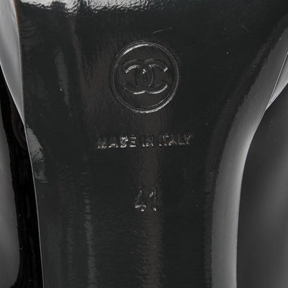 Chanel Patent Cap Toe Pumps 41 Black Grey 6 of 7