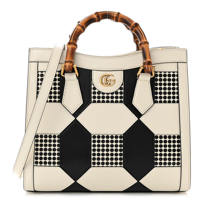 Gucci Calfskin Geometric Inlay Small Diana Tote Bag White Black 1 of 11