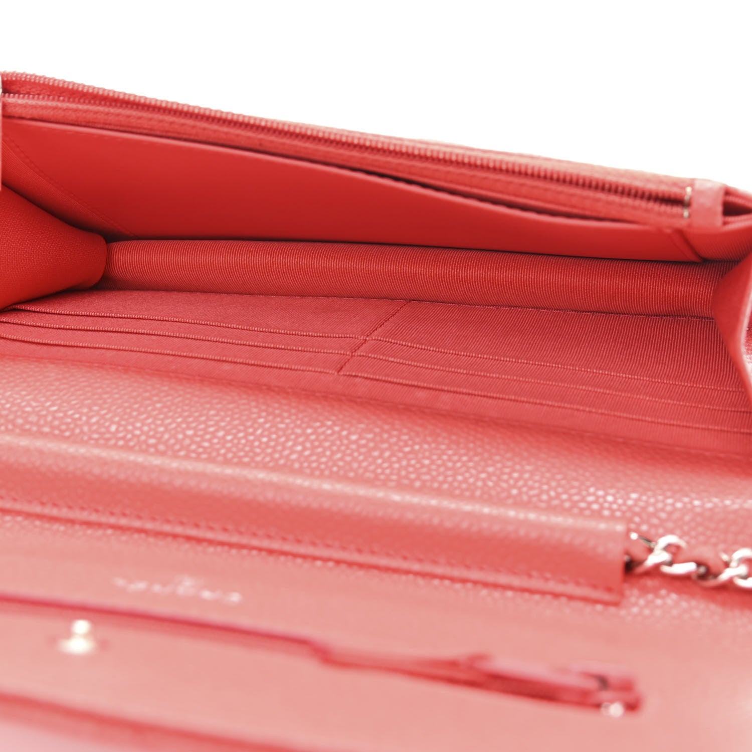 Chanel Caviar Chevron Quilted Wallet On Chain WOC Coral 5 of 11