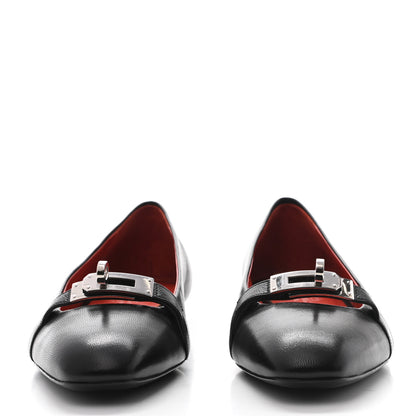 Hermes Goatskin Bilbao Ballerina Flats 36.5 Black 2 of 7