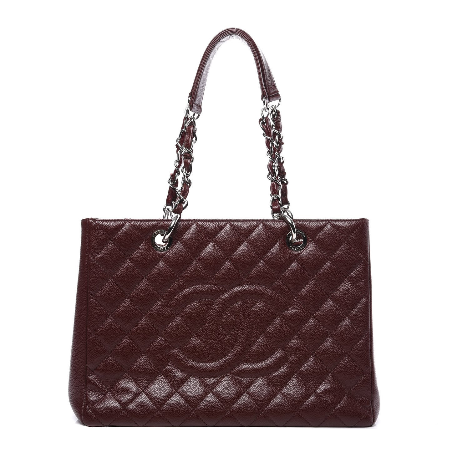 Caviar Quilted Grand Shopping Tote GST Dark Burgundy