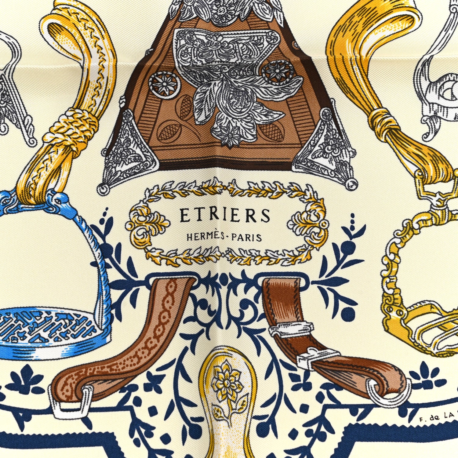 Hermes Silk Etriers Remix Scarf 45 Black Ivoire Bleu 2 of 5