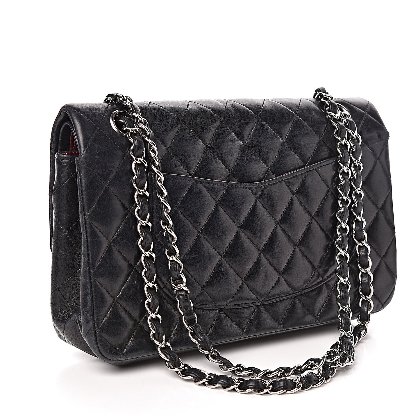 Lambskin Quilted Medium Double Flap Black