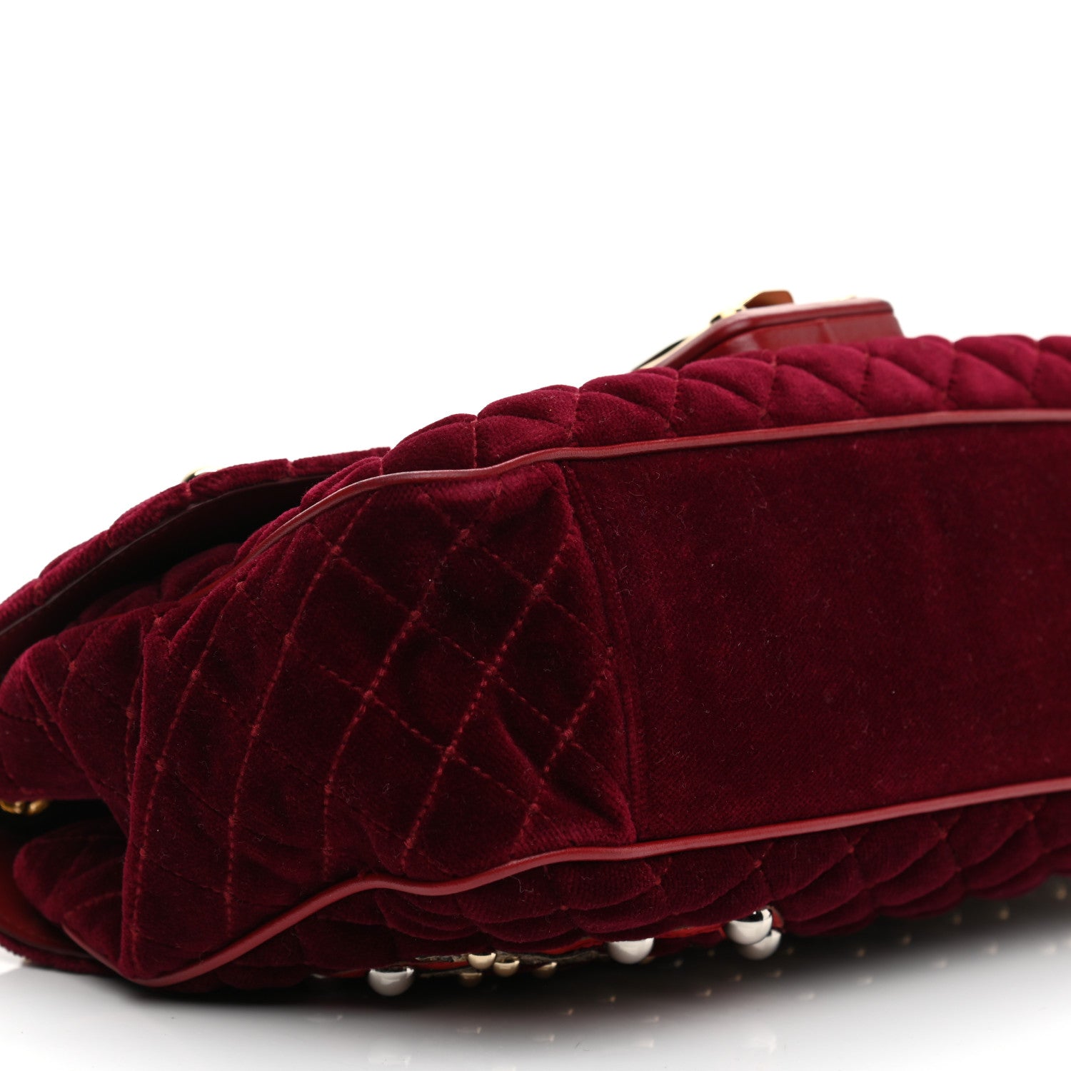 Dolce & Gabbana Velvet Watersnake Embellished Lucia Shoulder Bag Dark Purple 9 of 10