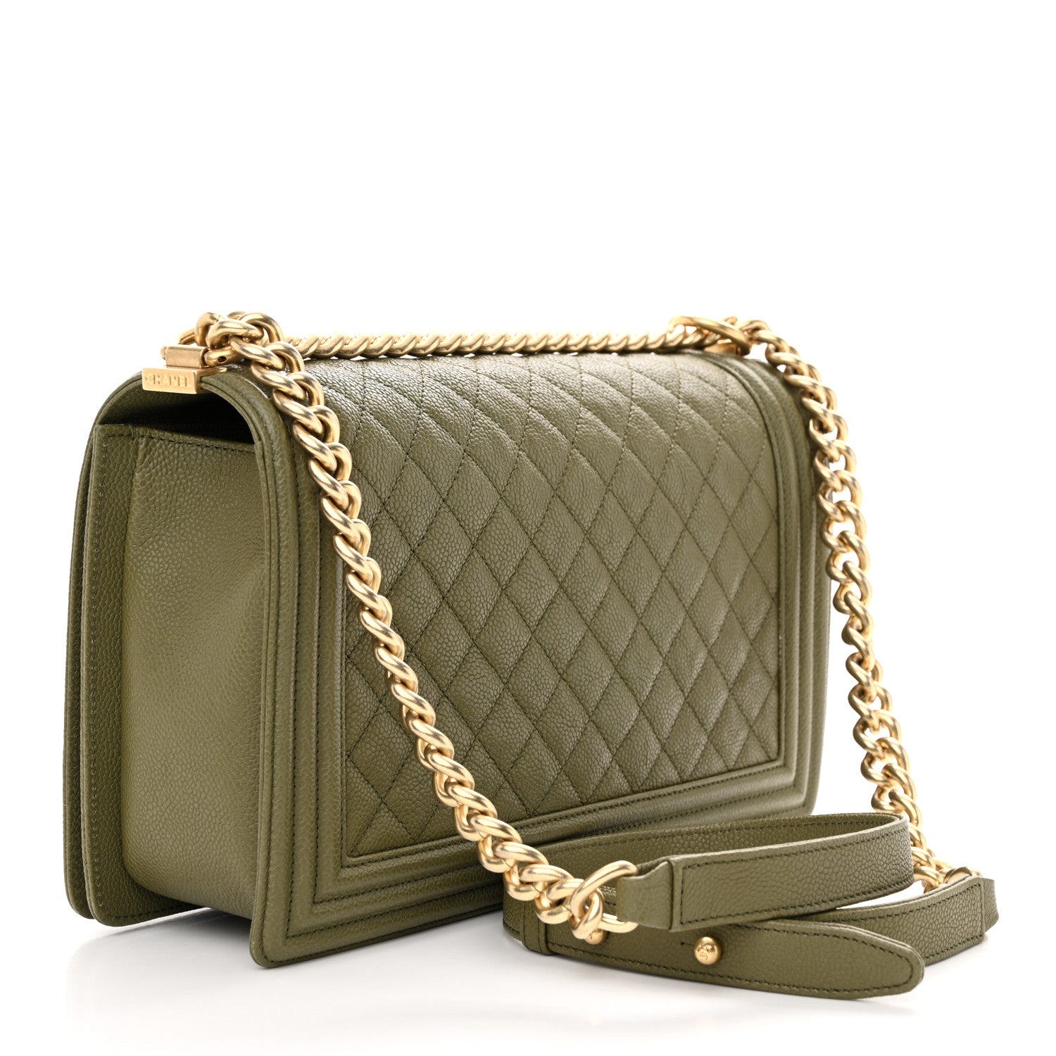 Chanel Caviar Quilted New Medium Boy Flap Khaki 3 of 11