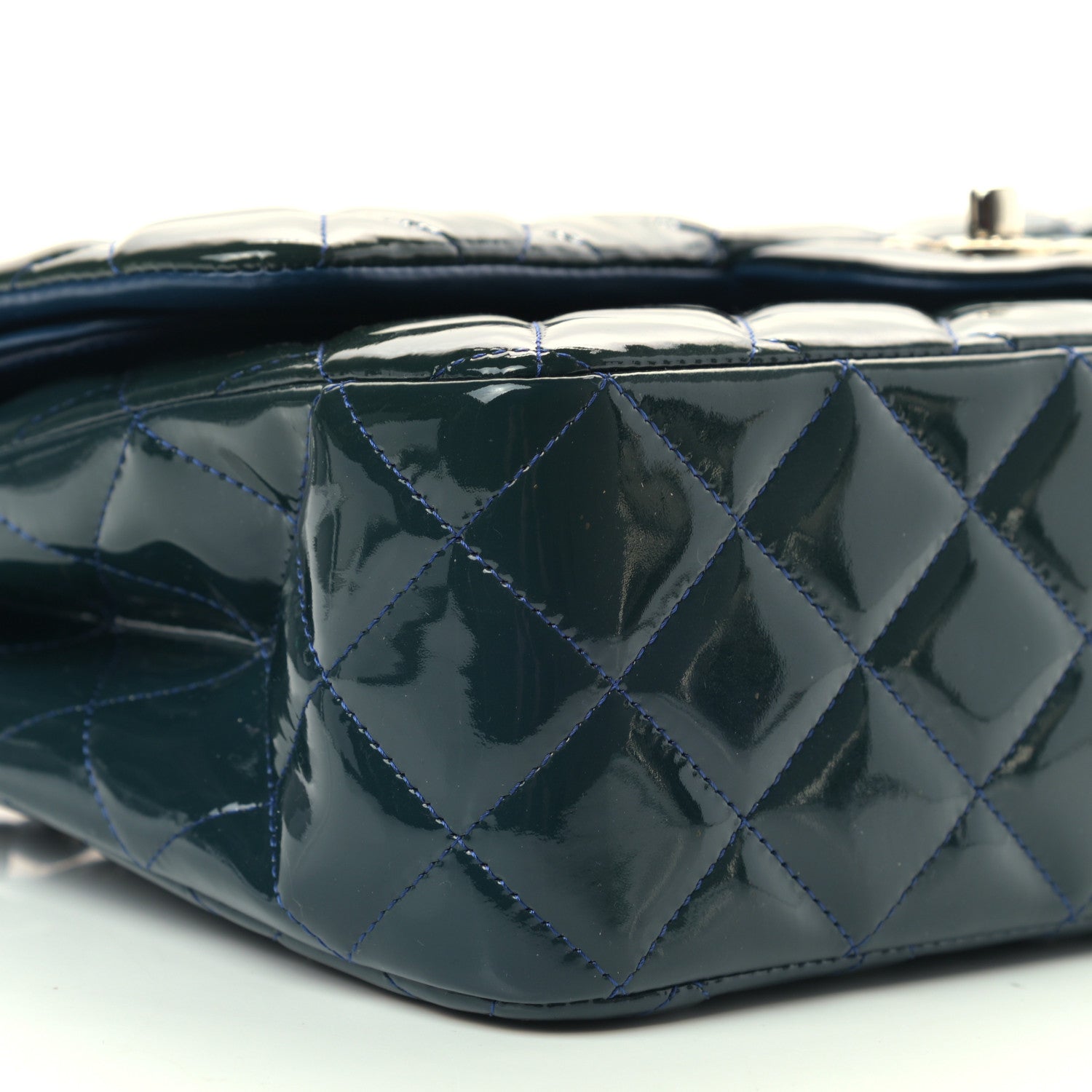 Chanel Patent Quilted Jumbo Double Flap Navy 8 of 12