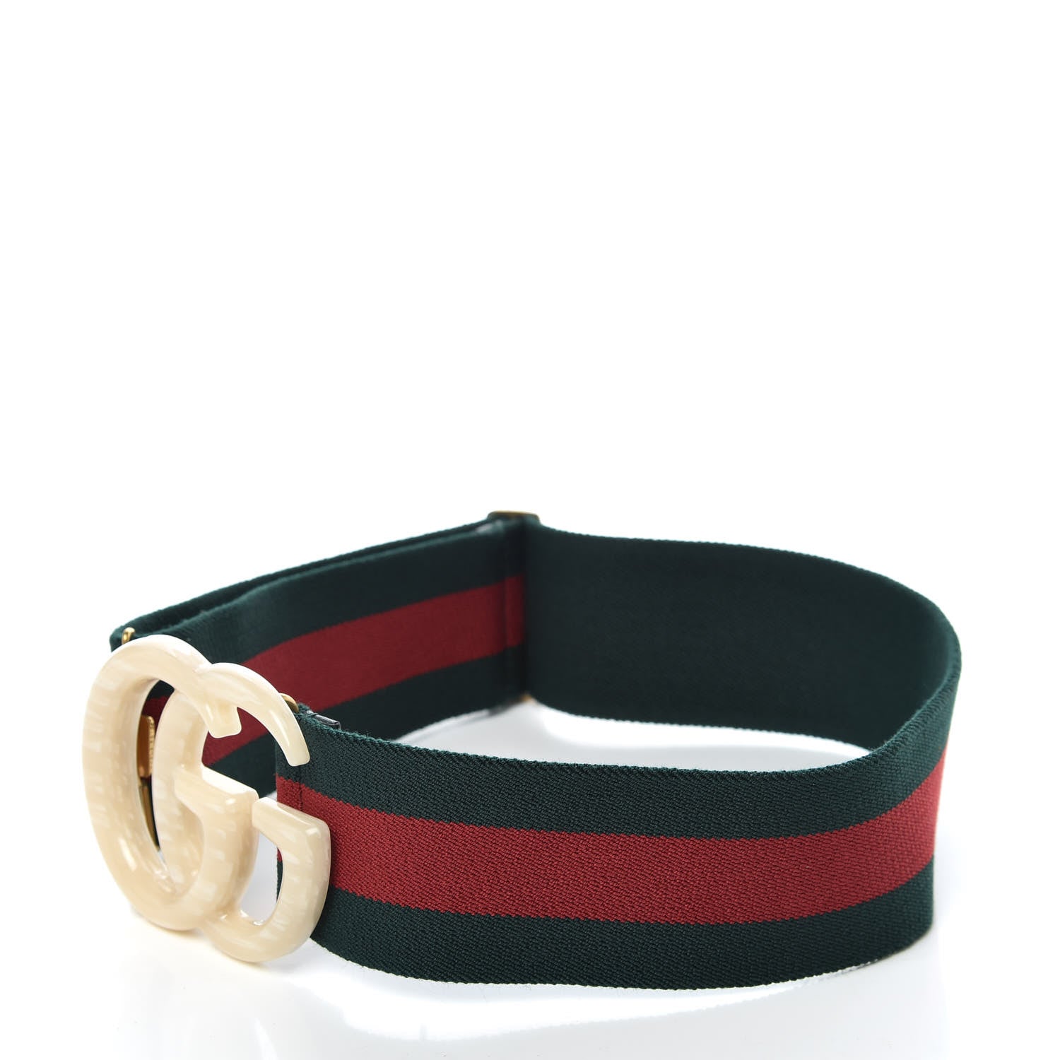 Gucci Web Elastic Plexiglass GG Marmont Belt 70 28 Red Green 4 of 6