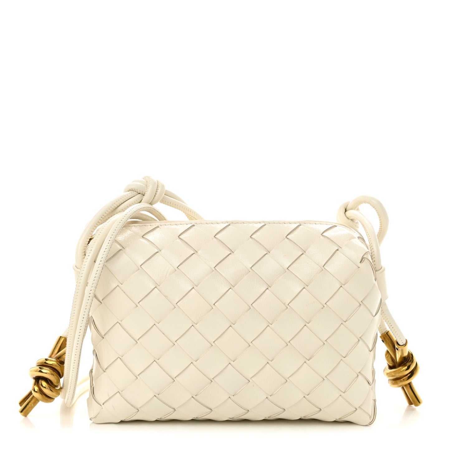 Nappa Intrecciato Metallic Knot Mini Loop Camera Bag Bone