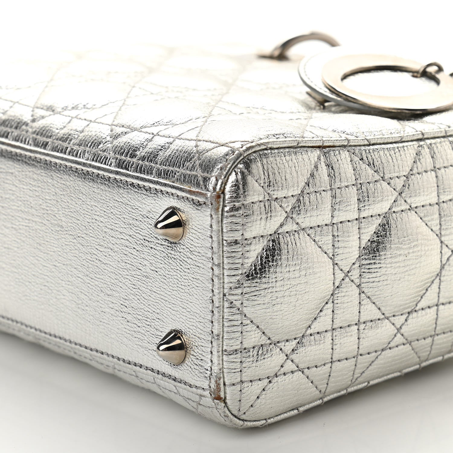 Christian Dior Metallic Grained Calfskin Cannage Small Lucky Badges My Lady Dior Silver 9 of 11