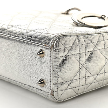 Christian Dior Metallic Grained Calfskin Cannage Small Lucky Badges My Lady Dior Silver 9 of 11