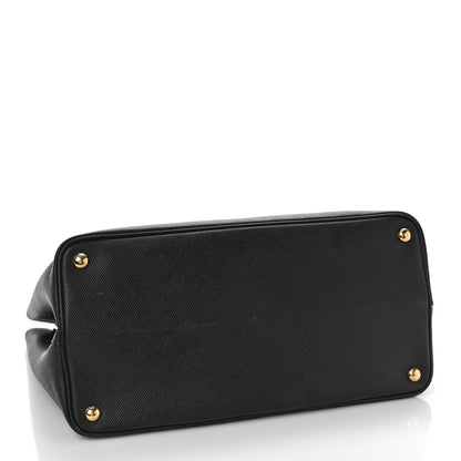 Prada Saffiano Cuir Medium Double Bag Black Fuoco 4 of 9