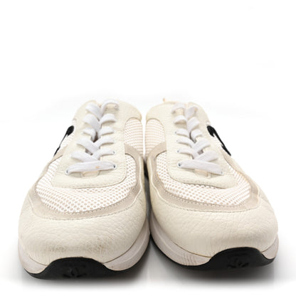 Chanel Calfskin Mesh Suede Mens CC Sneakers 45 White Black 2 of 11