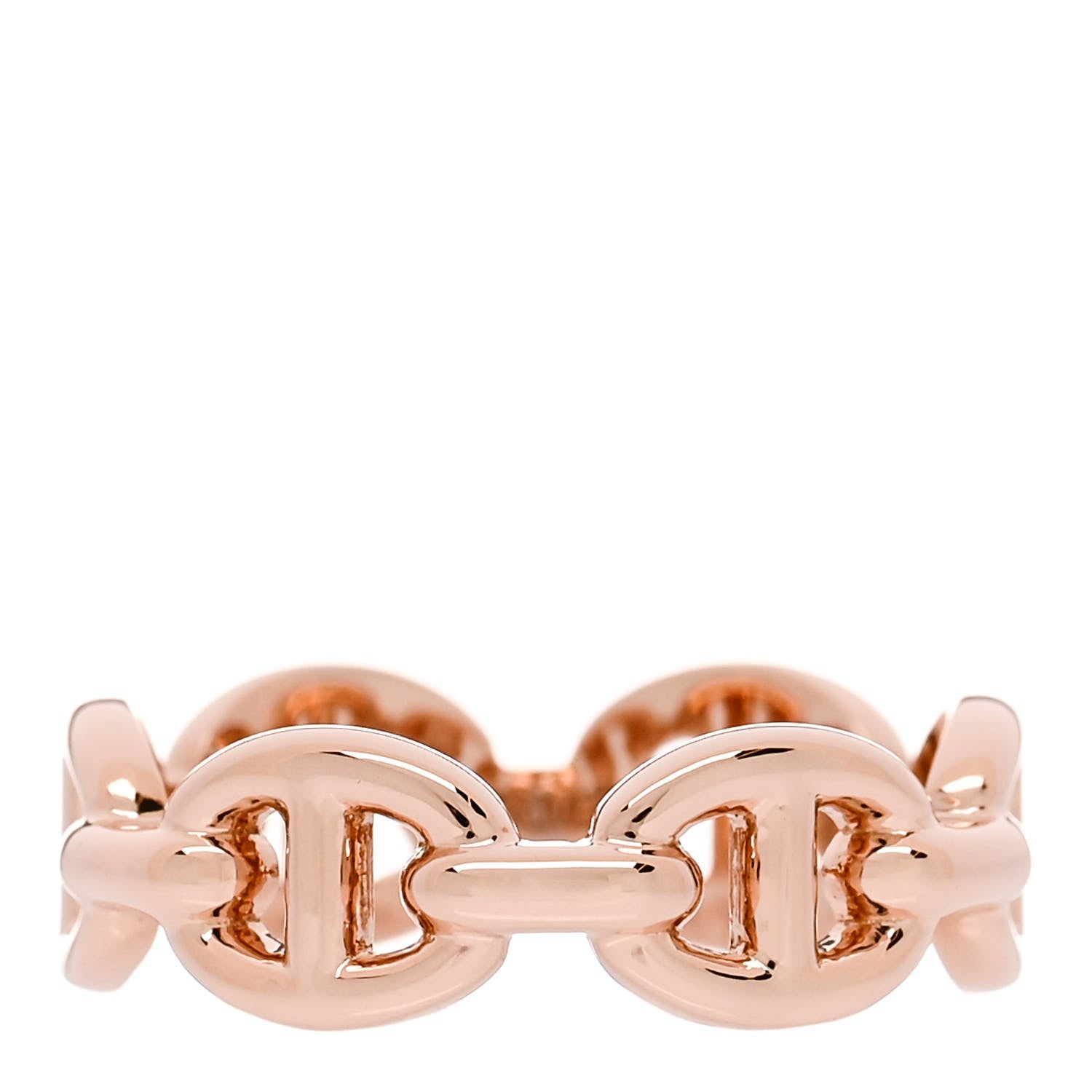 Hermes 18K Rose Gold PM Chaine d'Ancre Enchainee Ring 48 4.5 1 of 7