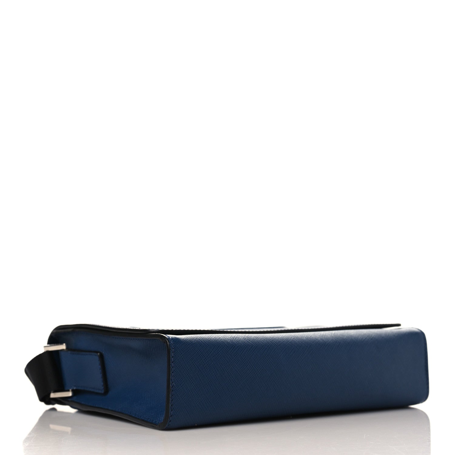 Prada Saffiano Cuir Triangle Logo Embossed Flap Crossbody Bluette 4 of 8