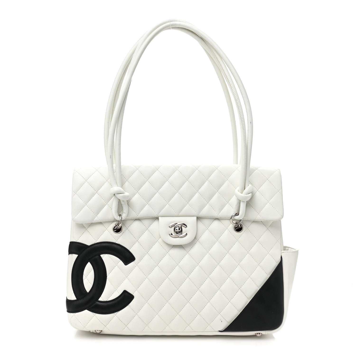 Chanel Calfskin Quilted Large Cambon Flap White Black 1 of 14