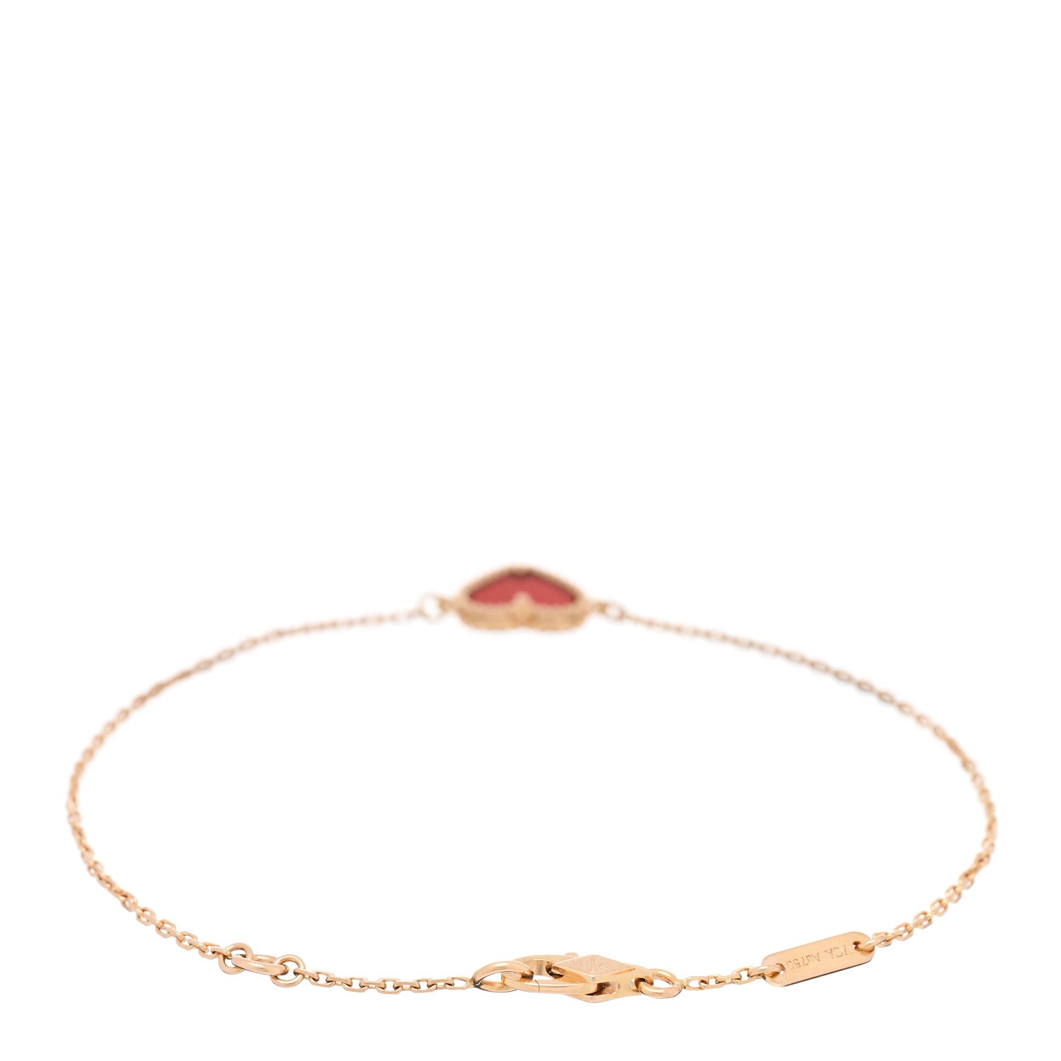 Van Cleef & Arpels 18K Rose Gold Carnelian Sweet Alhambra Heart Bracelet 2 of 4