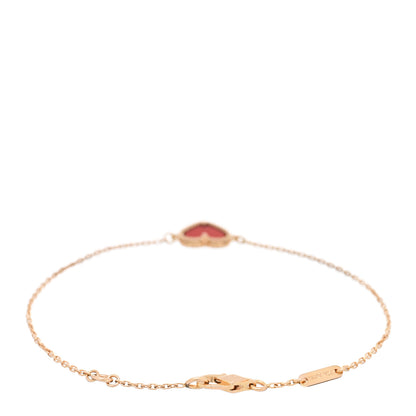 Van Cleef & Arpels 18K Rose Gold Carnelian Sweet Alhambra Heart Bracelet 2 of 4