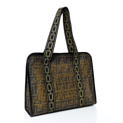 Fendi Zucca Spalmati Graffiti Print Tote Tobacco Gold 3 of 10