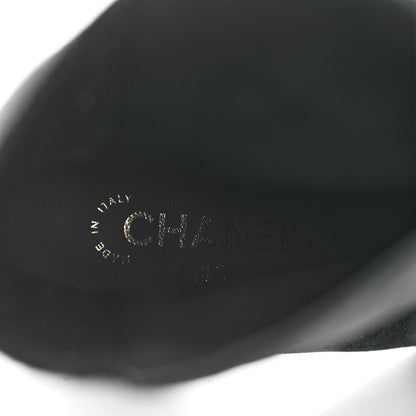 Chanel Suede Calfskin Fabric Short Boots 40.5 Blue 6 of 17