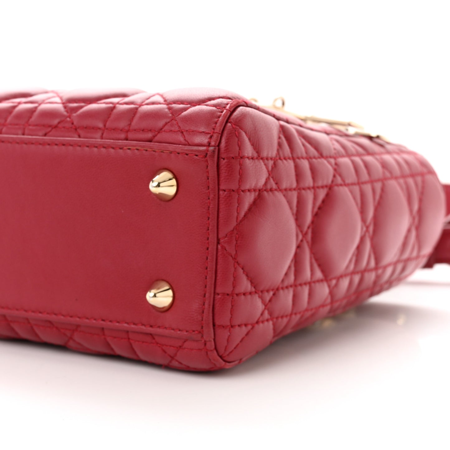 Lambskin Cannage Small Lucky Badges My Lady Dior Red