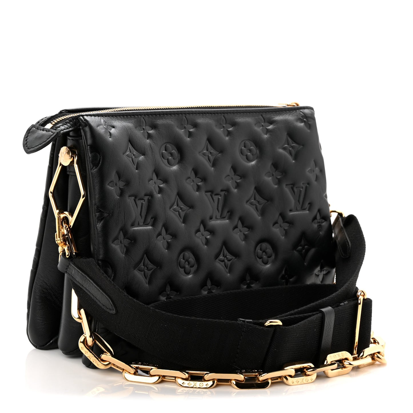 Lambskin Embossed Monogram Coussin PM Black
