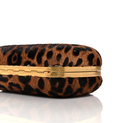 Alexander McQueen Leopard Print Calf Hair Skull Box Clutch 9 of 11