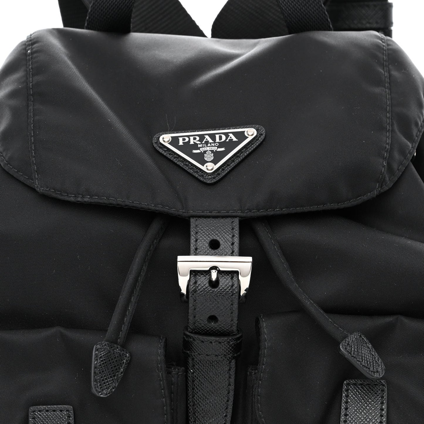 Tessuto Nylon Saffiano Small Backpack Black