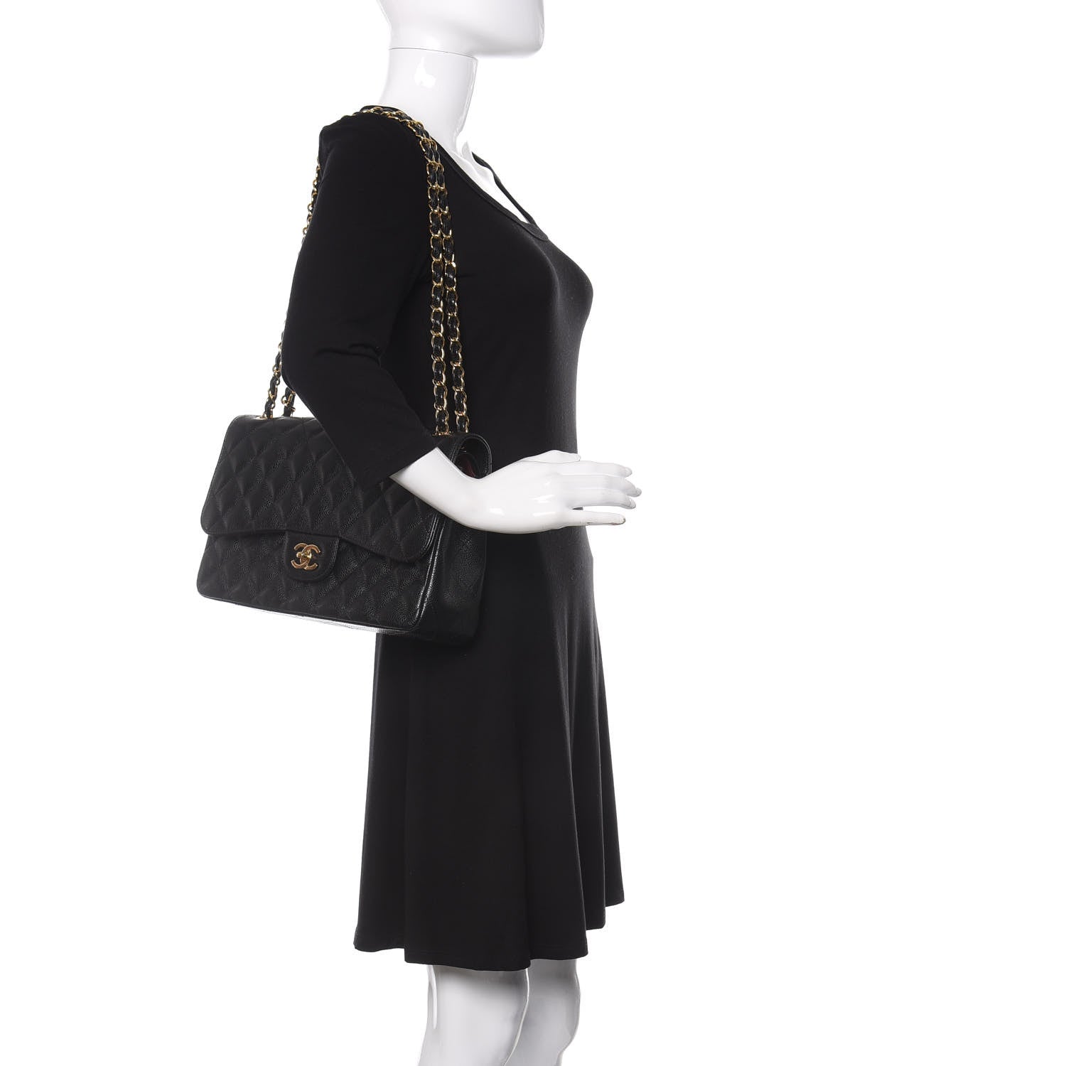 Chanel Caviar Quilted Jumbo Double Flap Black 2 of 10