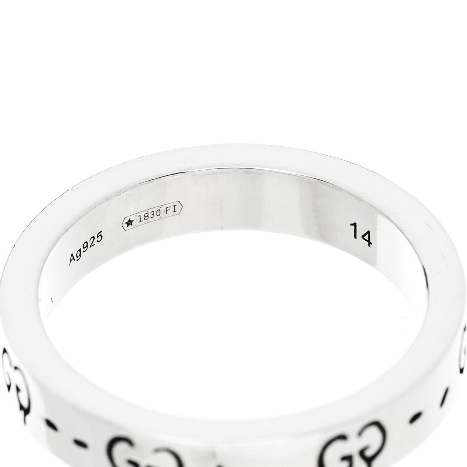 Gucci Sterling Silver Narrow GucciGhost Ring 54 6.75 5 of 5