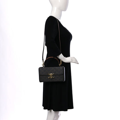 Celine Canvas Calfskin Triomphe Box Top Handle Bag Tan 2 of 9