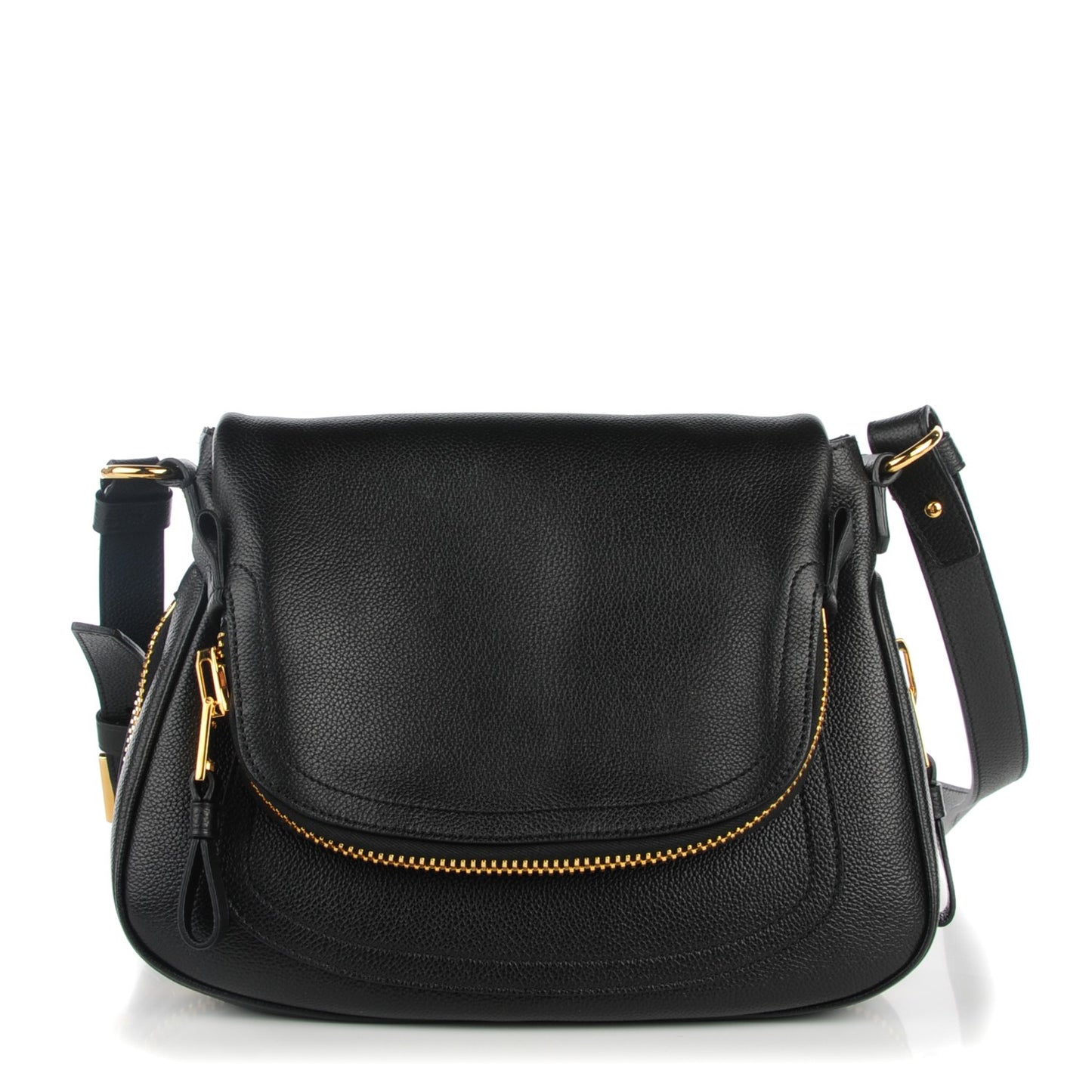Grained Calfskin Medium Jennifer Crossbody Bag Black