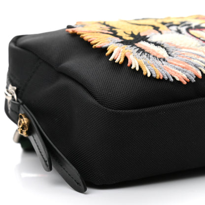 Gucci Canvas Web Tiger Embroidered Messenger Bag Black 8 of 10