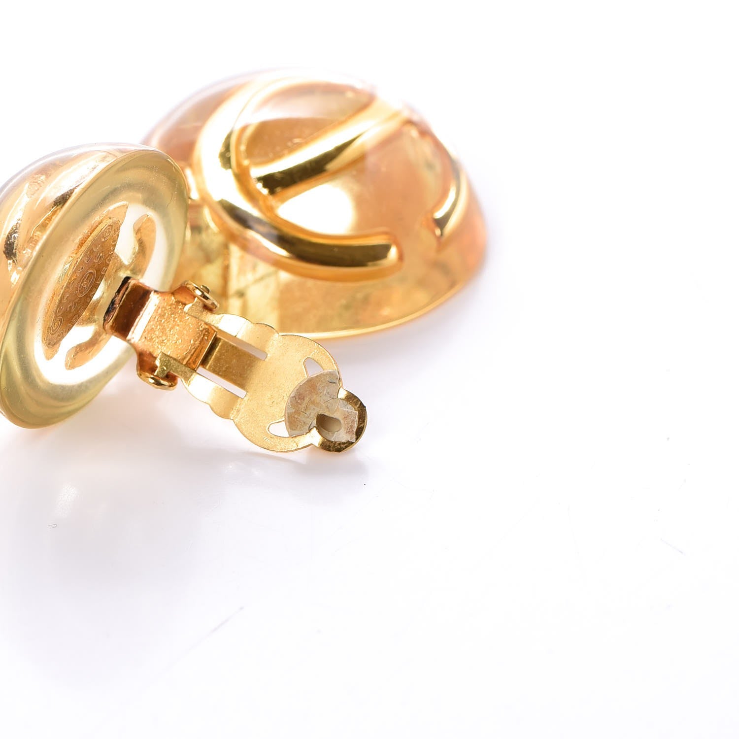 Chanel Resin CC Drop Clip On Earrings Gold 6 of 6