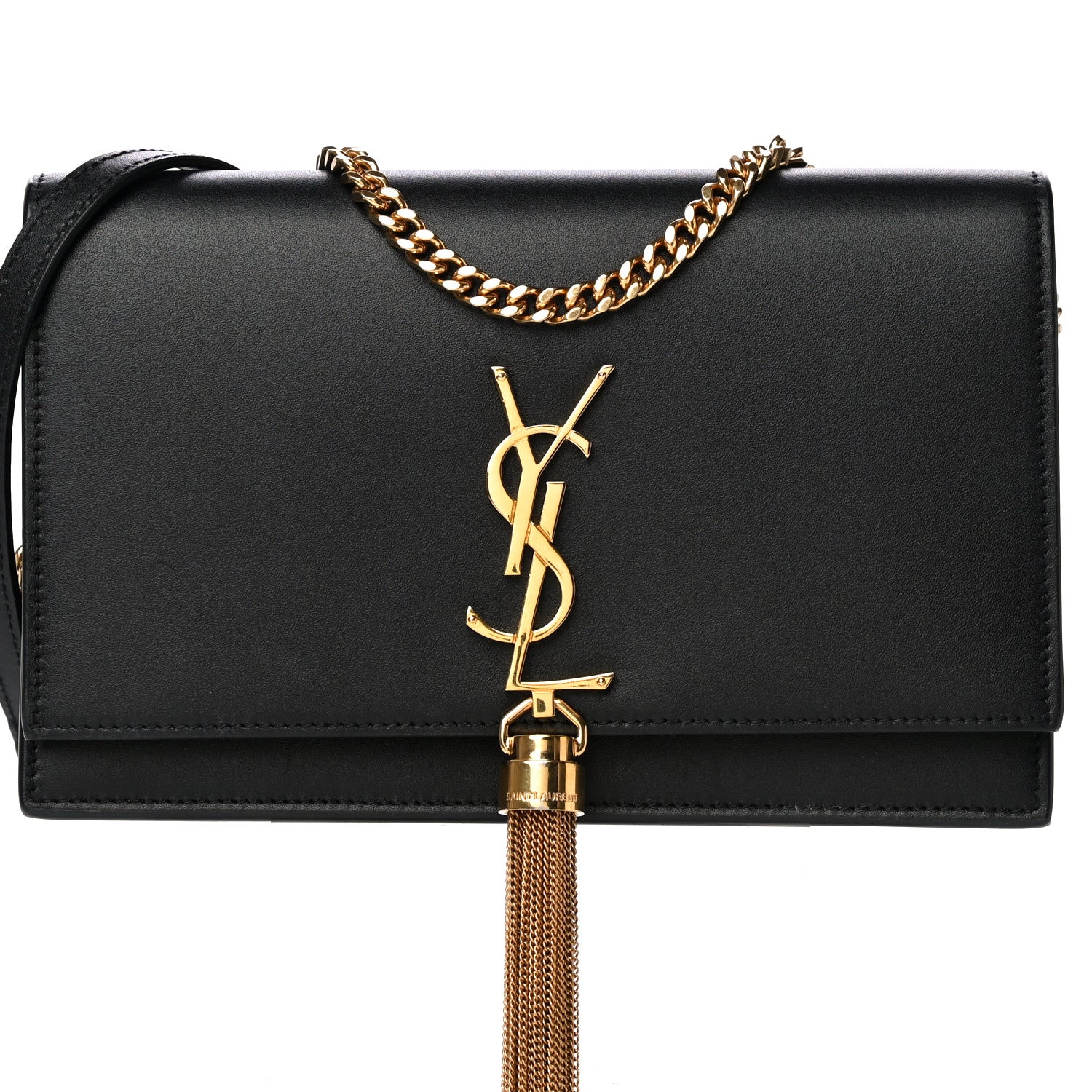 Saint Laurent Smooth Calfskin Classic Monogram Kate Tassel Chain Wallet Black 8 of 21